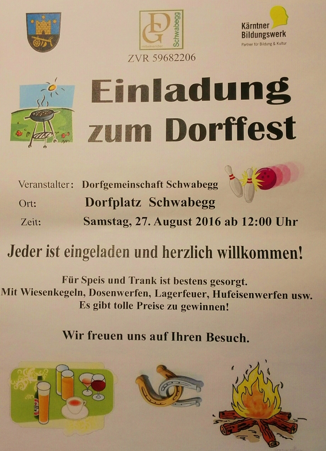 Einladung zum Dorffest der DG Schwabegg